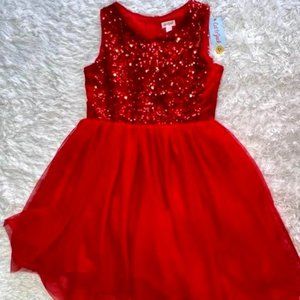 Girls 5T Red Sequins And Tulle Dress